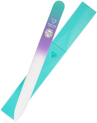 Bona Fide Beauty Czech Glass Nail File with Case, Pastel Green Vi...