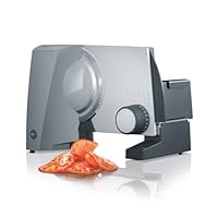 GRAEF G50 - Elektrischer Allesschneider, Made in Germany, Edelstahl-Wellenschliffmesser Ø 170 mm, Schnittstärke 0-20 mm, Energiesparmotor 170 W, Kindersicherung, Platzsparendes Design, Grau