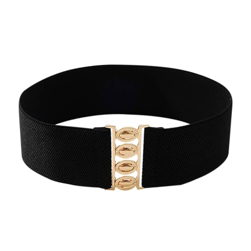 HGps8w Wide Belts for Women Chic Metal Buckle Elastic Stretchy Adjustable Waist Cinch Belt