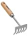 Produktbild VITO kleine 25cm Harke aus Edelstahl, Rechen mit Holzstiel, Laubrechen, Rasenrechen, Gartenharke, Handrechen, Kleinfächerbesen 5 Zinken - VIA5D