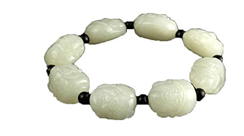 Bracelet en jade Hetian véritable perles naturelles unisexes épurées