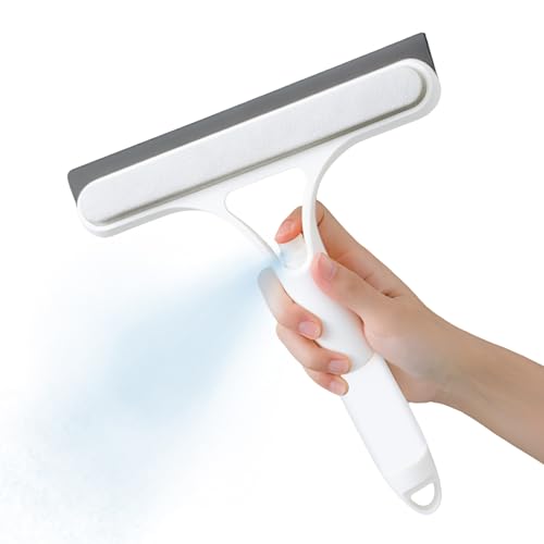 FZHZVVZPY 3 in 1 Window Cleaning Scraper Window Squeegee with Sprayer Window Cleaning Scraper for Windows Walls Car Windshields Bathrooms Kitchens All-Purpose Window Cleaner Tool (White)