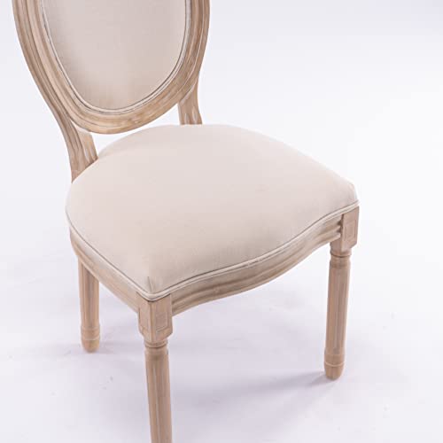 GDFStudio French Dining Chairs Set of 2, Beige Linen Upholstered Oval Back Seating with Fluted Legs, Wood Frame, Antique Painted Finish, Modern Farmhouse Accent for Kitchen or Dining Room by GDFStudio - Used condition - Image 7