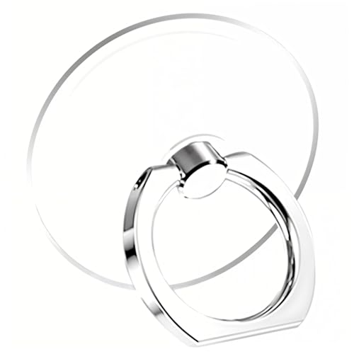 Image of ZIBUYU Phone Ring Holder, 360 Rotatable Metal Grip with Strong Adhesive | One-Hand Grip and Stable Desk Support, Phone Gripper Holder for Case Back Use, Transparent Round