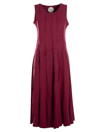 Vishes - Alternative Bekleidung - Lange Damen Kleider Sommerkleid Lang Einfarbig ärmellos Patchwork dunkelrot 44