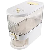 EXCEART 防虫防潮密閉米収納容器 押しボタン式ドライフードディスペンサー 透明窓付き 家用ライスストッカー 米 穀物保存に 再利用可能