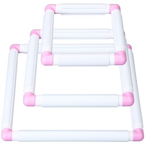 Janinka Embroidery Hoop 3 Pcs Cross Stitch Hoops and Frames White Rectangular Cross Stitch Embroidery Snap Frame DIY Sewing Tool for Quilting Silk-Painting 6 x 6 8 x 8 11 x 11 in(Light Purple)