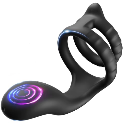 Anillo vibrador para pene con 10 modos y estimulador anal doble para parejas