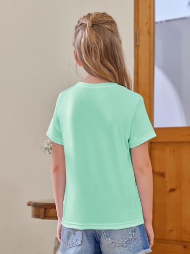 Image of Girls Short Sleeve T Shirts Kids Summer Tops Crewneck Tees 5-14 Years