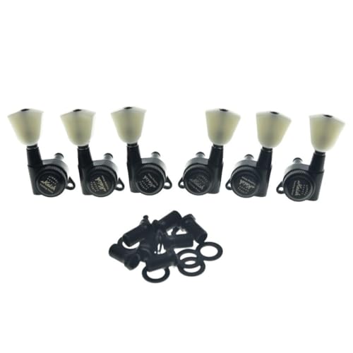 Dopro Guitar 3-per-side Locking Tuners 18:1 Locking Tuning Keys Guitar Tuning Machines with Off White Keystone Handle for LP/Les Paul/SG/ES or Acoustic Guitars Black, K2002-BK