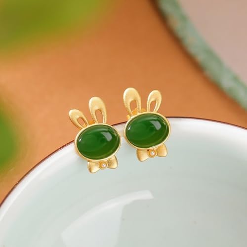 Boucles d'oreilles en Argent S925 anti-allergie au jade vert - 4
