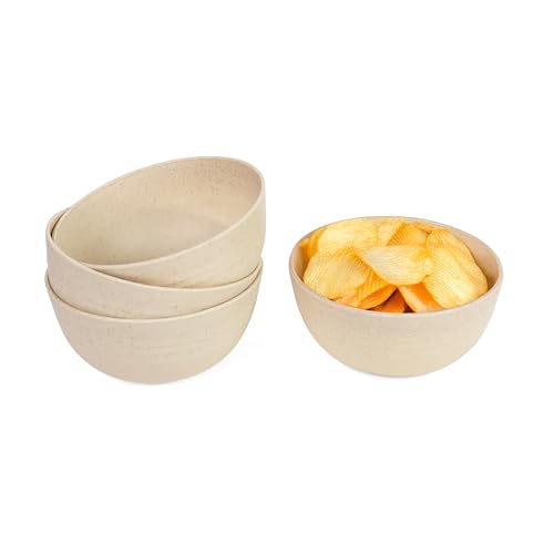 Irida Naturals Wheat Straw Bowl Set Of 4-6 In(Soft Beige) Unbreakable Serving Bowl,Microwave Safe Bowl For Kitchen,Freezer&Dishwasher,Ideal For Snacks,Rice,Salad,&Noodles,800 Milliliter - 800 Ml