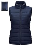 Outdoor Ventures Womens Puffer Gilet Packable Quilted Vest Padded Outwear Vest Bodywarmer Ladies Windproof Sleeveless Jacket Hiking Running Golf Riding Dark Blue M