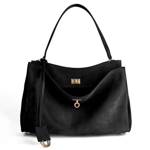 Image of hedexe Genuine Leather Tote Bag for Women: Soft Cowhide Shoulder Handbags for Ladies - Satchel Purse for Travel Work(Large)