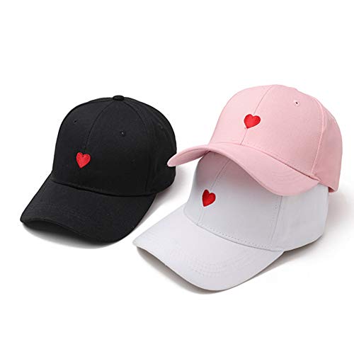 Home Fashion Diy Heart Baseball Hat, Embroidered Dad Cap，Cotton Caps Adjustable Strap Back For Men Women (Black) #TOP4