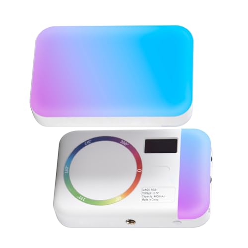 RGB Video Light, Portable LED Camera Light Dimmable Panel 2500-9000K, 26 Scene Modes, 4000mAh Rechargeable DSLR Lighting, Magnetic Fits Phone and Camera for Vlogging, Photography