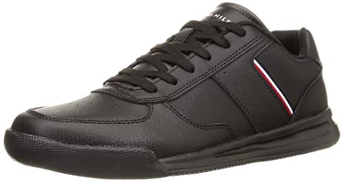 Tommy Hilfiger Herren Low Lightweight Leder Sneaker, Schwarz, 40 EU – Ansicht 1