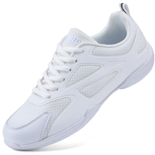 WUIWUIYU - WUIWUIYU Youth Girls Boys Cheer Shoes Cheerleading Dance Shoes Athletic Training Tennis Walking Competition White Sneakers Size 5 UK White
