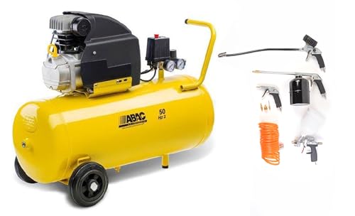 Compresor de aire ABAC Montecarlo B20, 8 bar, 2 HP, 50 litros, más kit de 8 piezas, último modelo