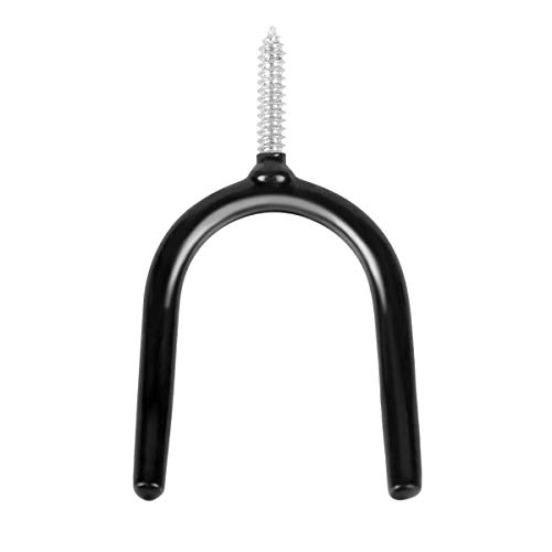 JCHL Steel Wall Mount Screw-in Tool Holder Utility U-Hooks for Garden Tools, Shovels, Rakes Garage & Workshop Organizer Black Vinyl Coated Heavy Duty Tool Holders 10-Pack - Thumbnail 3