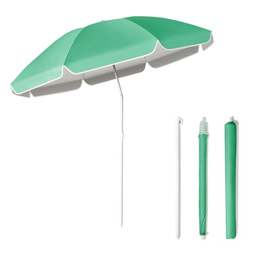 BESCH Sombrilla de Playa 200cm Inclinable Antiviento Impermeable Protección Solar UV50+ Octagonal - Sombrilla Parasol para Terraza, Playa, Patios, Jardines (Verde, 200cm)