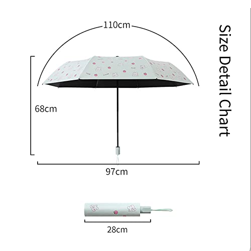 Kids Umbrella For Girls And Boys,Windproof Umbrella Compact Folding Travel Umbrella, Light Portable Car Umbrella For Rain, Folding Cute Cartoon Children Umbrella,Yellow Rabbit With Peach #TOP5