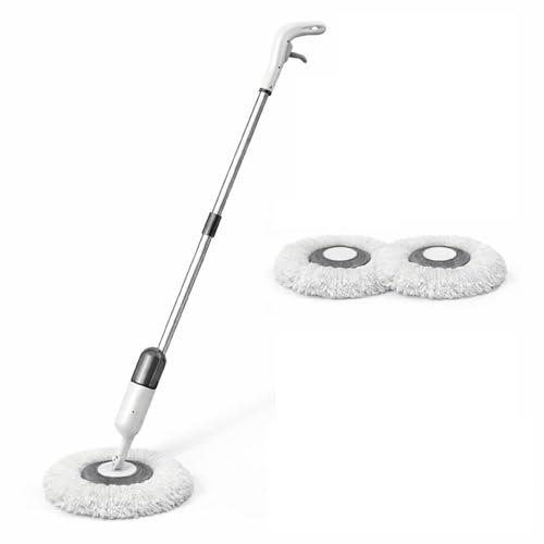 Image of 360 Rotating Spray Mop for Floor Cleaning - Round Mop pad for Quick Wet and Dry Use with 2Pcs Reusable Microfiber Washable Pads and Refillable Bottle for Suitable for All Types of Flooring