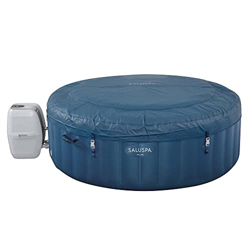 Bestway Milan Saluspa 6 Person Inflatable Round Outdoor Hot Tub With 140 Soothing Airjets, Insulating Cover, Pump, And Smartphone App Control #TOP1