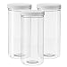 80 Ounce Tall Clear Empty Plastic Jars with Screw-on Lids & Labels - Pack of 3 Large 2.5 quart 10 cup capacity Containers - BPA Free Airtight Leak Proof Canisters - Food Grade Refillable Holder -