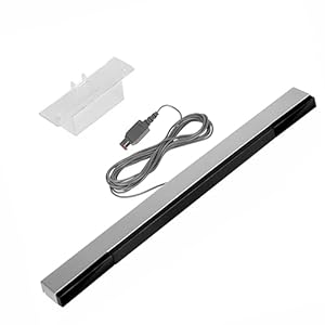 Sensorleiste für Wii, Ersatz Infrarot Sensorleiste kabelgebunden IR Signal Strahlen Sensorleistenempfänger mit Ständer Kabelgebundener Empfänger USB Buchse Kompatibel mit Wii und Wii U Konsole Schwarz