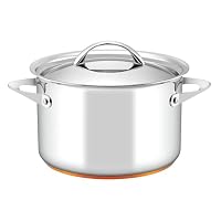 Essteele Per Vita Copper Base Stainless Steel Covered Stockpot, 24 cm Size, 7.1 Litre Capacity | Even Heat Distribution for Soups and Stews | Induction Compatible Stock Pot