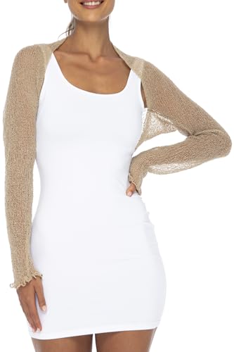 Back From Bali Womens Sheer Arm Cover Shrug Long Sleeve Open Front Cropped Mesh Bolero Cardigan