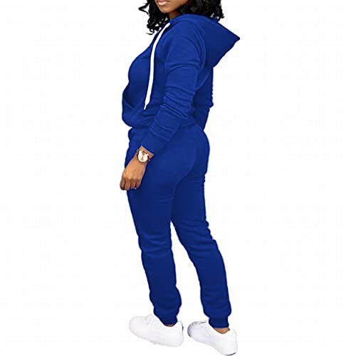 Clocor Jogging Suits For Women - Casual 2 Piece Sweatsuit Pocket Tracksuit Long Sleeve With Patchwork Pants Set Blue-M #TOP2