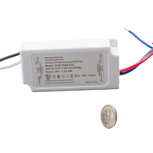 Image of Dimmable LED Driver, UL LISTED 24v 60w Power Supply 2.5 amp triac dimming MLV ELV constant voltage AC to DC transformer Compatible with Lutron and Leviton wall dimmer for LED strip light under cabinet