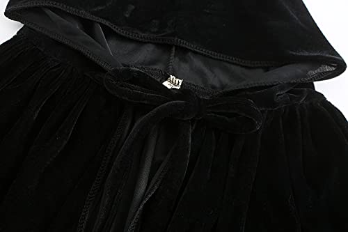 Knelor Kids Hooded Velvet Cloak Robe Halloween Cosutme Cape Fancy Cosplay Costumes 3 To 16 Years (S/Age 3-4, Black) #TOP2