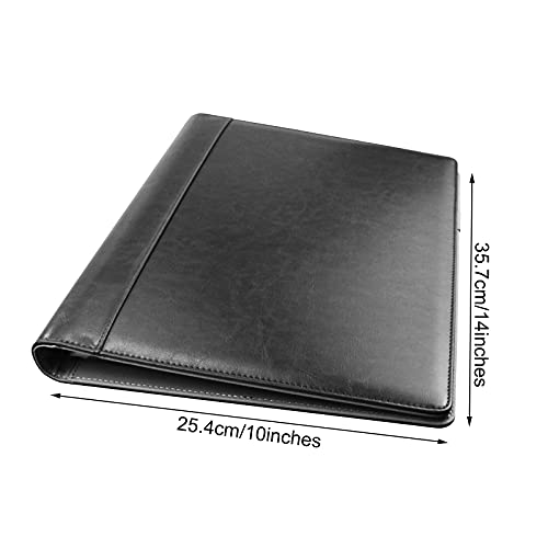 Enyuwlcm Pu Leather Padfolio Ring Binder With Clipboard Resume Leather Portfolio With 20 Clear Plastic Sleeves Black #TOP1