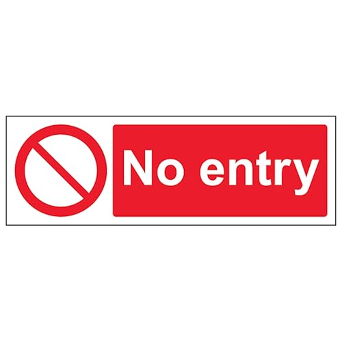 V Safety No Entry - Landscape 300 x 100 mm - 2mm Rigid Plastic Safety Sign