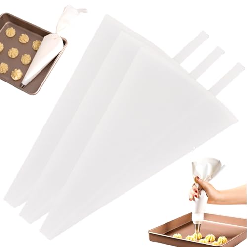 Bolsas de tuberías, 3 piezas de 22 pulgadas de 22 pulgadas con gancho, bolsas de hielo de tela no deslizante, pasteles reutilizables, decoración desechable para suministros de panadería de galletas y