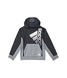 adidas Boys' Colorblock Mélange Pullover Hoodie, Black Heather, X-Large