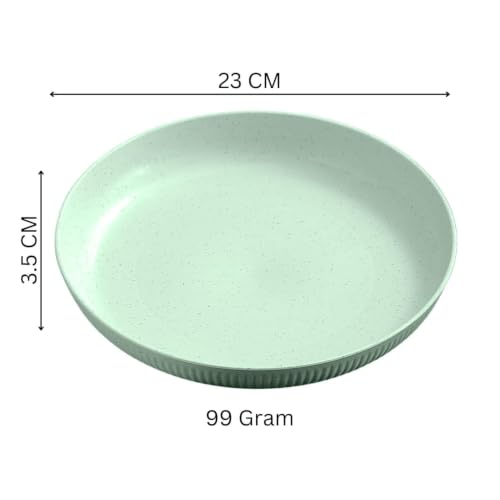 Image of Wheat Straw Dinner Plate Set, Eco-Friendly Dinner Set Round Serving Plate, Dishwasher & Microwave Safe - Perfect for Dinner Dishes Deep Plates Easy to Clean (Green - 4pcs, Medium)