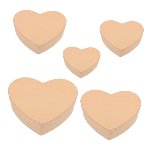 AKOOSY 5個愛心型クラフト紙 ボックス 耐久性厚底付き 軽量持ち運び簡単