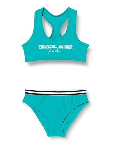 Maillot de bain deux pièces fille uni avec écriture HAUTE PRESSION X9051