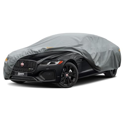 Image of Kayme Heavy Duty Car Cover Custom Fit Jaguar XF Waterproof All Weather for Automobiles, Full Exterior Covers Sun Rain UV Protection.（Deliver About 3-10 Days）