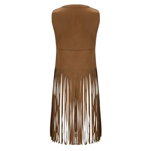 Fringe Vest for Women Fringe Vest Women Western Faux Suede Sleeveless Tassel Long Cardigan Jacket Cowgirl Cowboy Coat2
