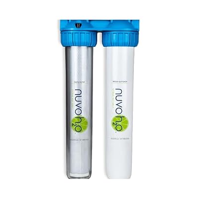 NuvoH2O 2-Stage Citrus-Based, Salt-Free Water Filter System + Water Softener and Carbon Filter – Healthy & Pure Water – Removes Hard Water Build Up (Home Duo System)