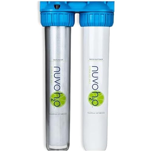 NuvoH2O 2-Stage Citrus-Based, Salt-Free Water Filter System + Water Softener and Carbon Filter – Healthy & Pure Water – Removes Hard Water Build Up (Home Duo System)