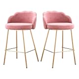 KLJUddGY Barhocker Luxuriöse Barhocker, 2er-Set, Samtkissen, Barstuhl mit Rückenlehne und Fußstütze aus Metall, hoher Hocker für Bar, Café, Zuhause Schönheit