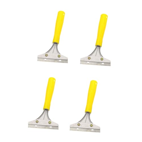 MOLUCKFU 4 Piezas Raspadores de Limpieza Multiusos Amarillo Herramientas de Cocina para Quitar Pegamento Adhesivos Pintura y Pintado Azulejos y Paredes