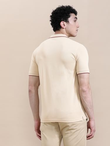 Image of CROCODILE Men Solid Polo T-Shirt | 100% Cotton | Short Sleeve | Slim Fit | Button Placket White