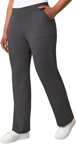 Mondetta Women's Pull-On Herringbone Straight Leg Pants